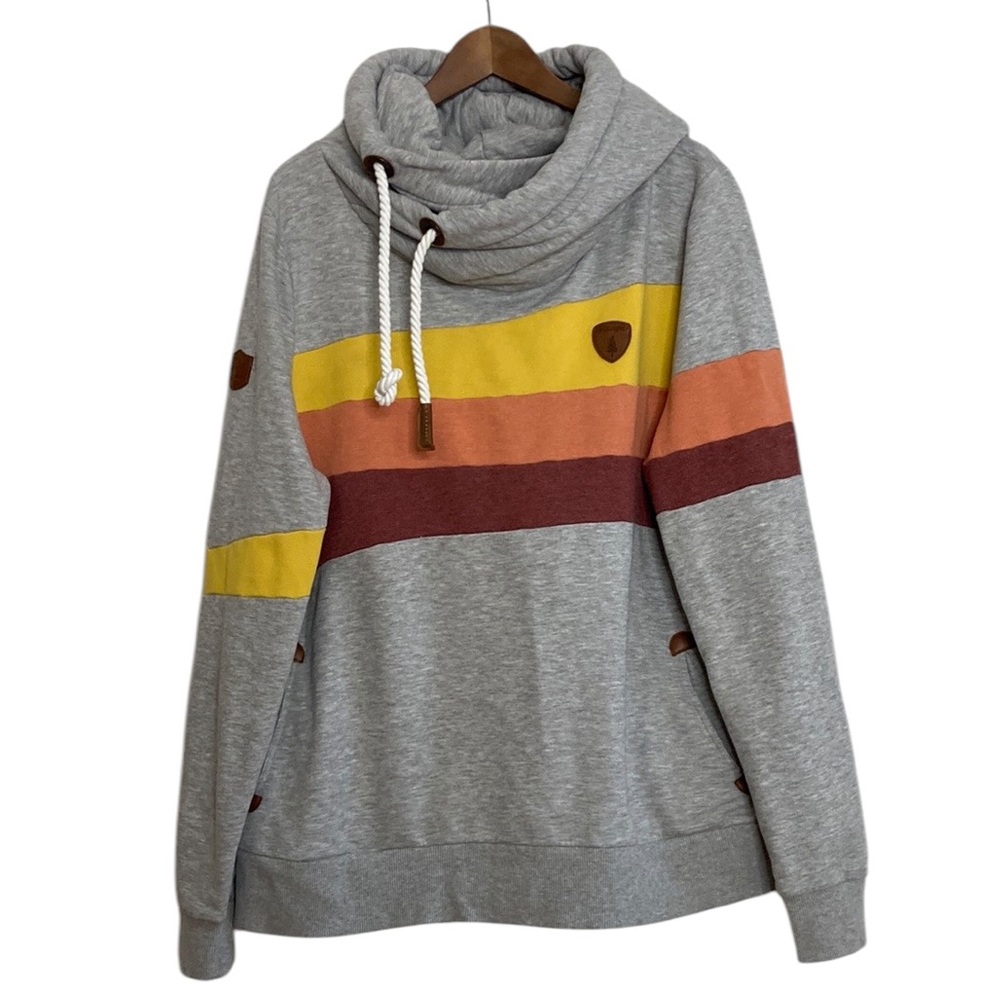 Wanakome Gray Hoodie with Colorful Stripes
